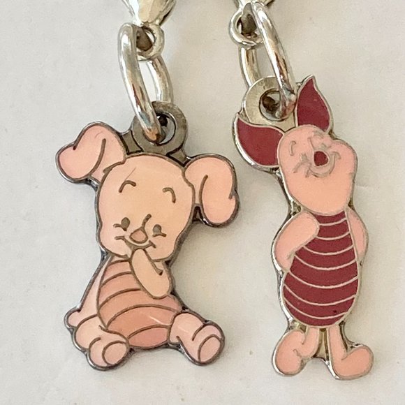 Vintage Disney Piglet Winnie the Pooh Charms Zipper Pull Purse Charm Disneyana - Picture 1 of 7